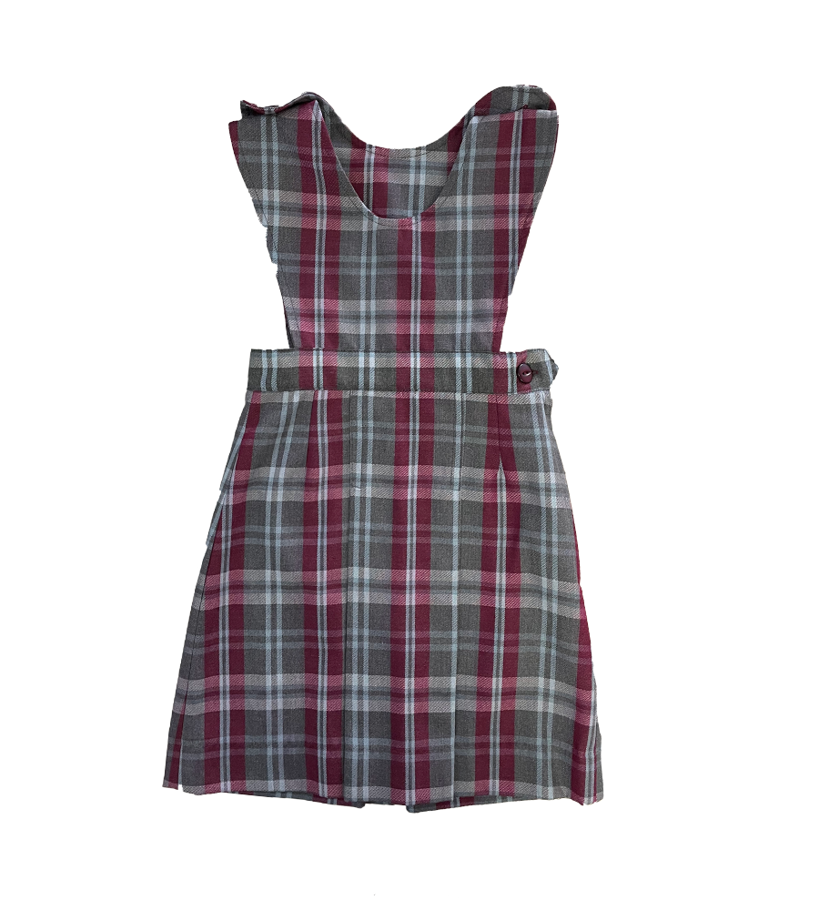 Grey/Maroon Winter Pinafore Dress