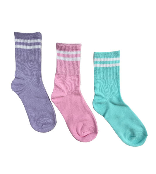 Girls 3pk Casual Striped Socks