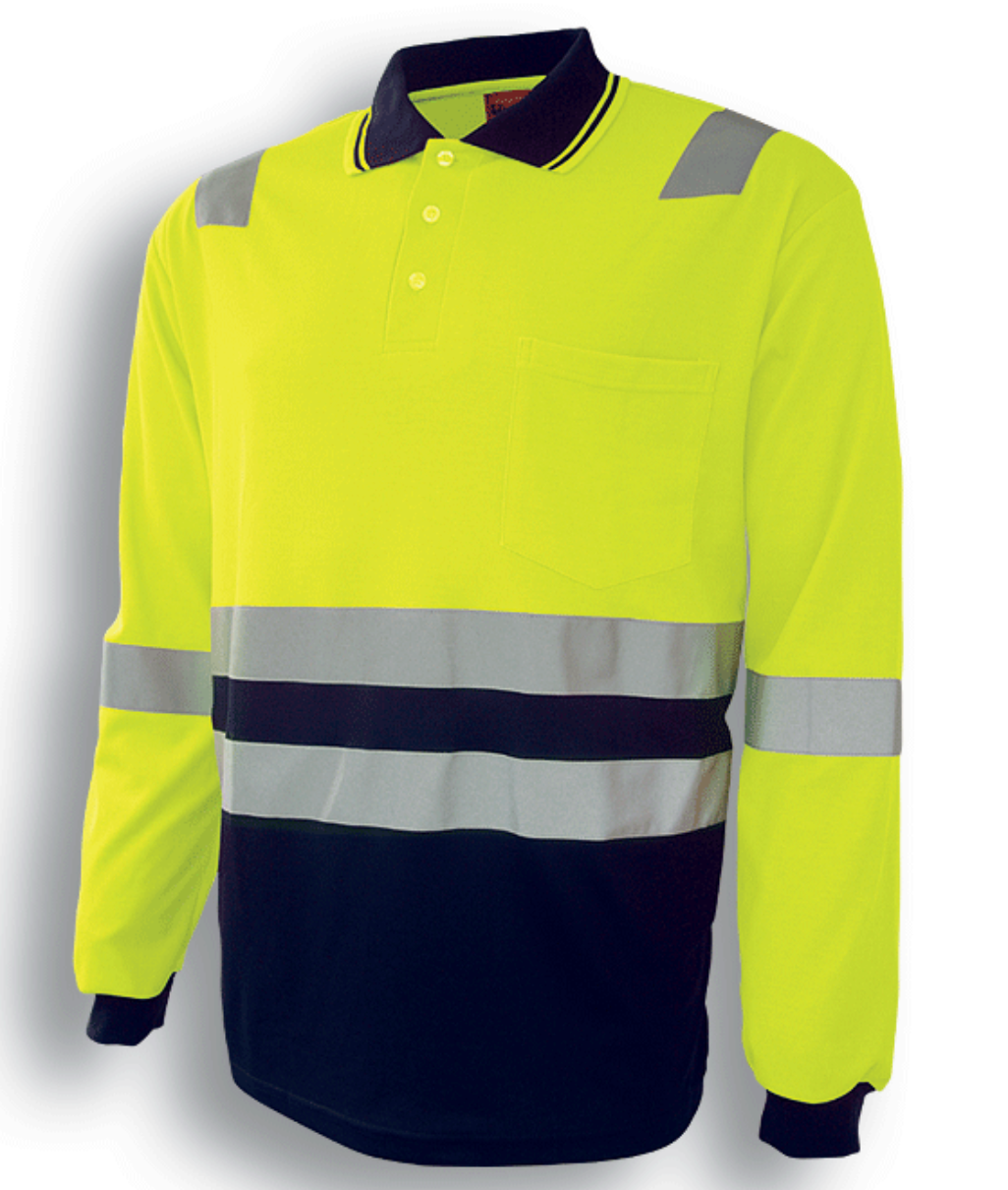 Long Sleeve Safety Polo With Reflective Tape